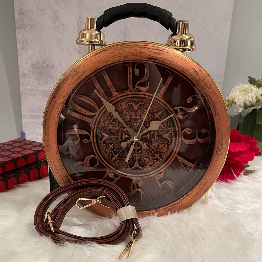 NEW Steampunk Working Clock Shoulder Bag Satchel Tote Wearable Art NWT - Picture 2 of 15